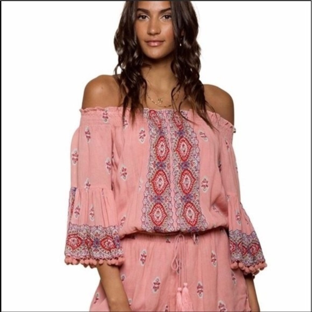 Anthropologie RAGA Endless Love Pom-Pom Top in Cloud Pink Print M